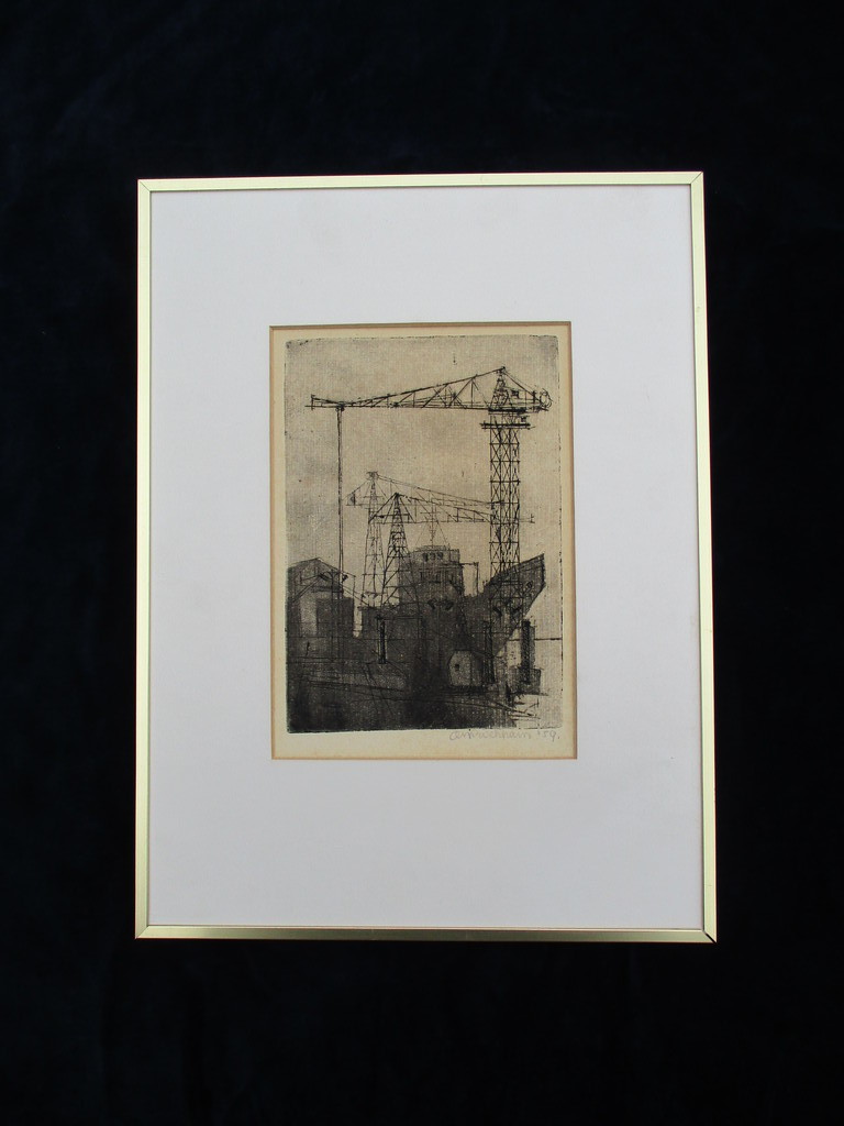 Onduidelijk gesigneerd: ets, Havengezicht kopen? Bied vanaf 35!