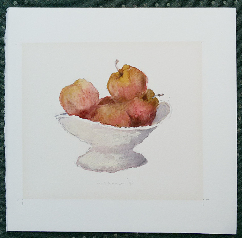 Mart Kempers - Schaal met appels, gemengde techniek op papier kopen? Bied vanaf 110!