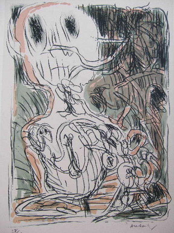 PIERRE ALECHINSKY : ZELDZAME LITHO 40 EX. UIT 1974 ( CORNEILLE ) verkocht voor € 1100!