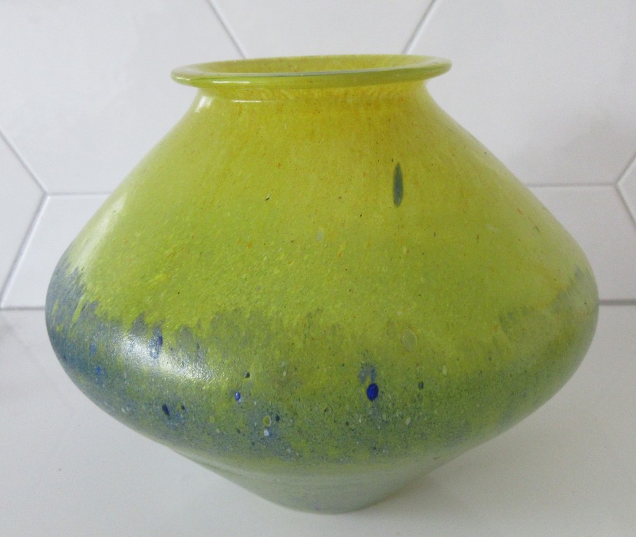 Ongespecificeerd - Geel blauw studio glazen vaas kopen? Bied vanaf 1!