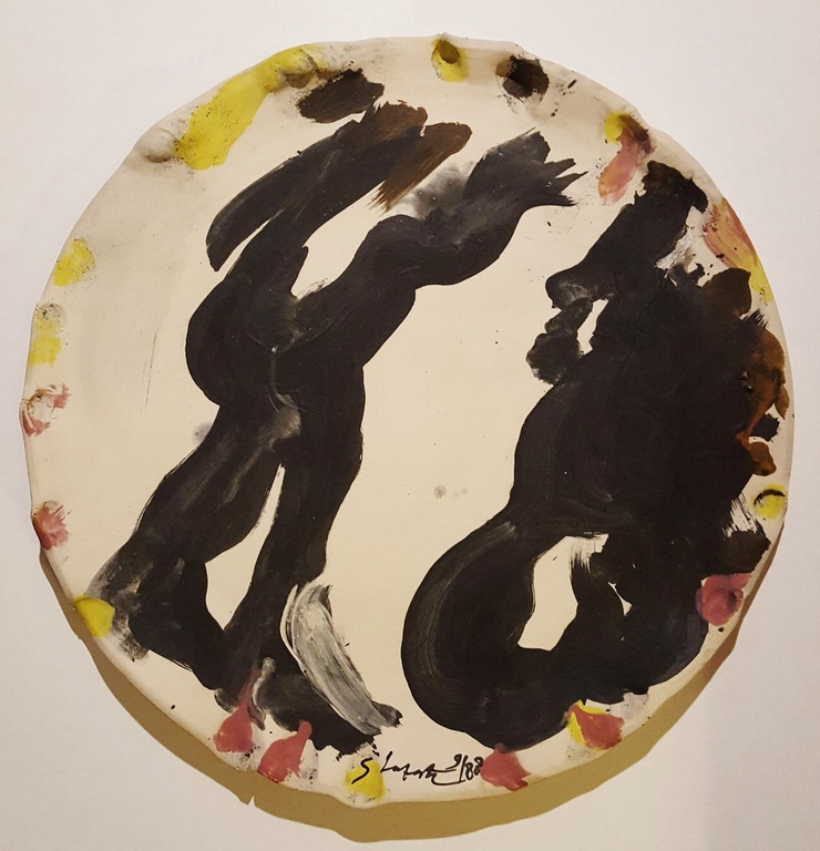 Ger Lataster - Ger Lataster groot bord - handbeschilderd - 1988 verkocht voor € 650!