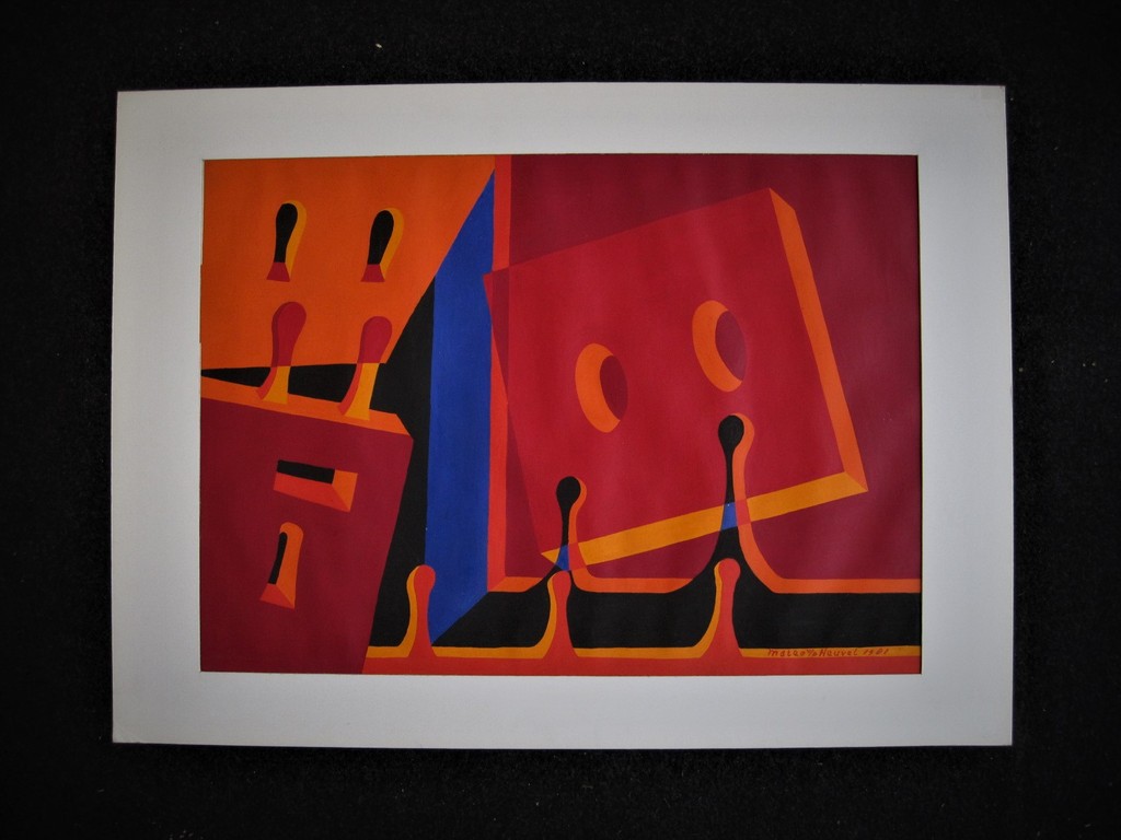 Mooie expressionistische Mateo v/d Heuvel Gouache "samenspel" gesigneerd kopen? Bied vanaf 1!