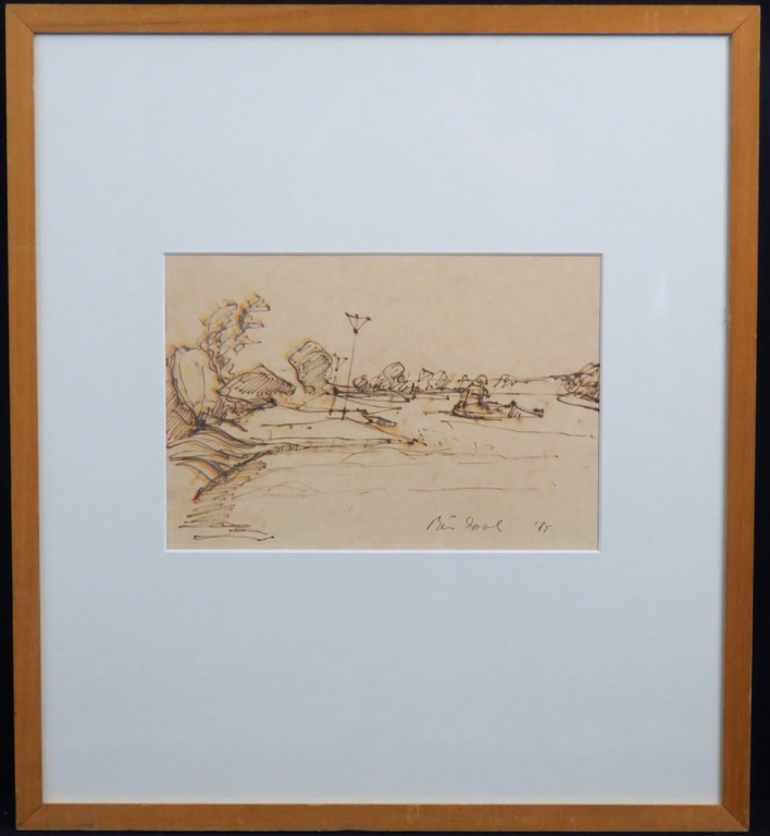 Rein Dool: Gemengde techniek, Aan de IJssel -Ingelijst verkocht voor € 35!