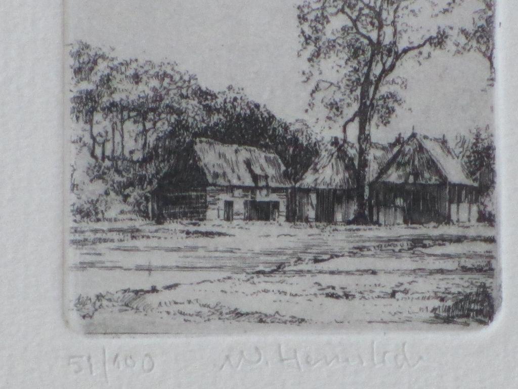 Warner Hemstede, Boerderij in landschap, Ets kopen? Bied vanaf 1!