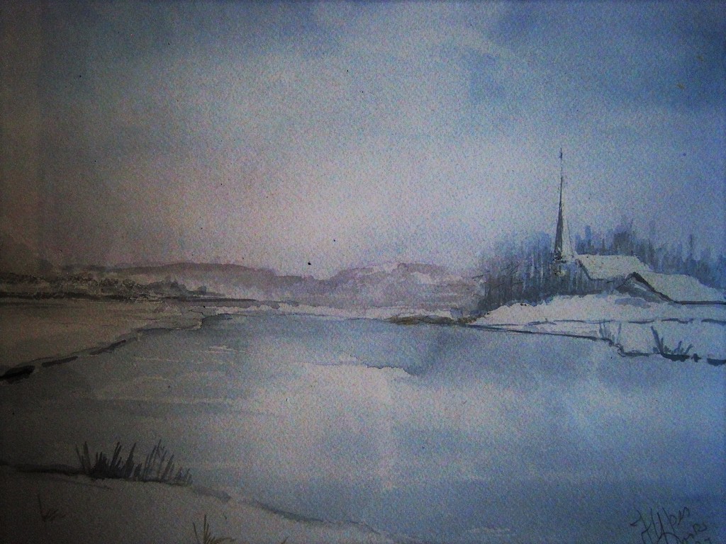 Sfeervol impressionistisch Aquarel "winterlandschap bij Kortenhoef" gesignd kopen? Bied vanaf 1!