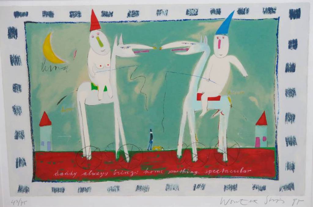 Wouter Stips: Zeefdruk, Daddy always.. - Ingelijst (groot) verkocht voor € 145!