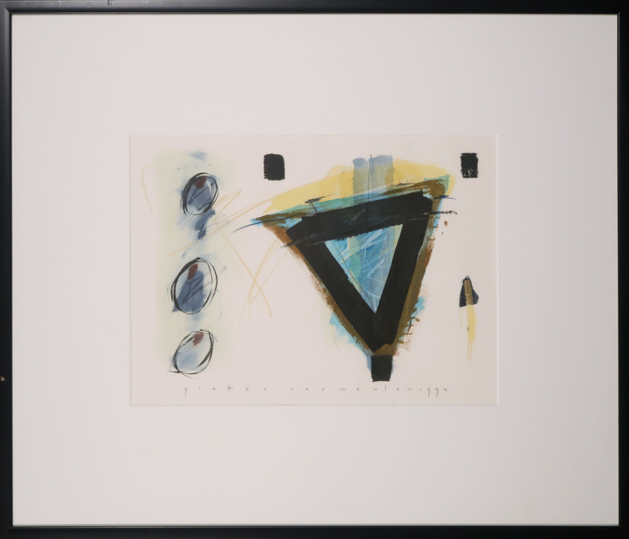 Pieter Vermeulen: Gemengde techniek op papier, Zonder titel - Ingelijst kopen? Bied vanaf 35!