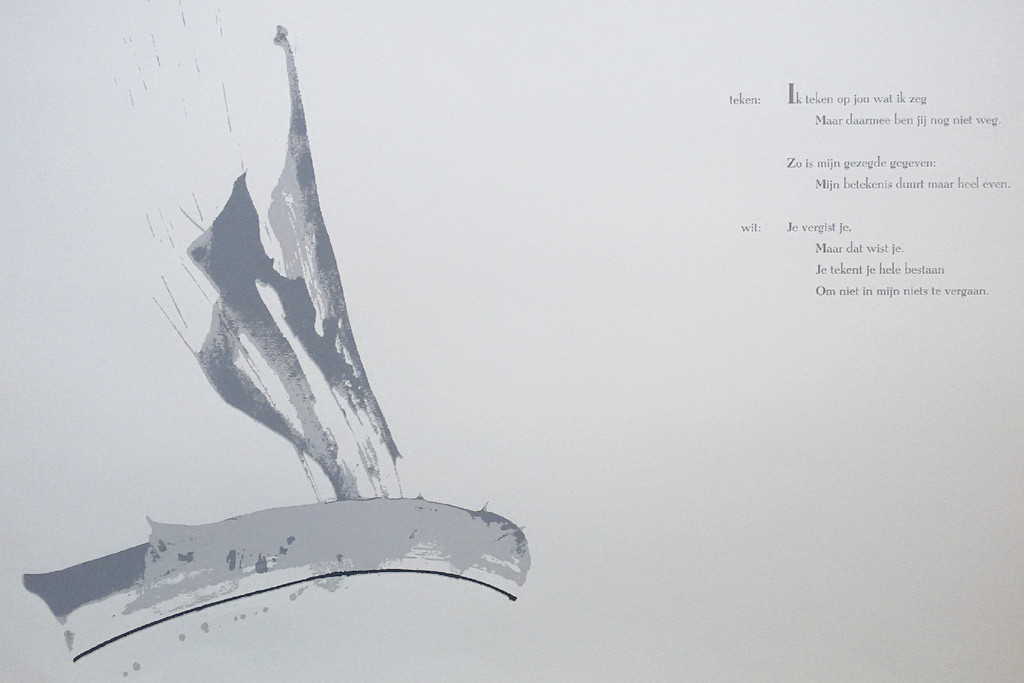 Arty Grimm en Cees Nooteboom - Tekens tegen het wit, zeefdruk verkocht voor € 35!