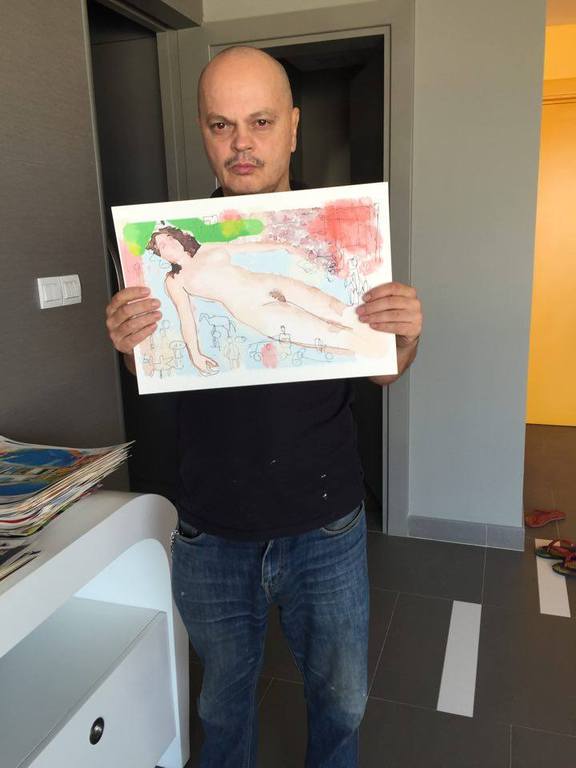 Peter Klashorst - Gullivers travels - gemengde techniek op papier - gesigneerd  kopen? Bied vanaf 85!