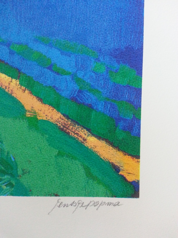 Jentsje Popma, zeefdruk, titel: " Bollenveld " kopen? Bied vanaf 50!