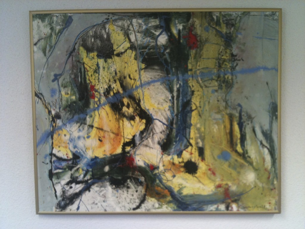Jos Mosselveld, olie op board, abstract compositie. verkocht voor € 300!
