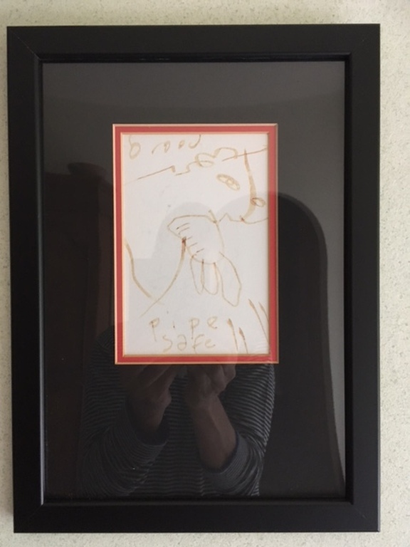 Herman Brood: Tekening op papier, Pipe safe verkocht voor € 150!