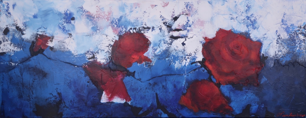 Carolina Paulussen: Acryl op doek, Rozen II (Groot) kopen? Bied vanaf 200!