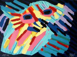 Karel Appel - Karel Appel 'Big Head Coming Down' verkocht voor € 250!