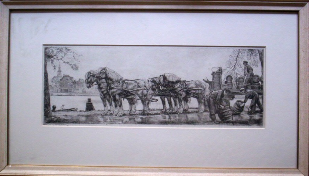 W.G.Hofker.Geb.1902-1981.4 span voor bierwagen. kopen? Bied vanaf 125!