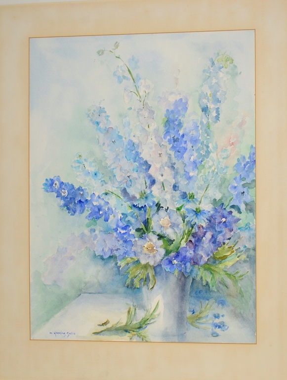 Mia Heering-Gallis: Grote aquarel 'Stilleven met bloemen' kopen? Bied vanaf 1!