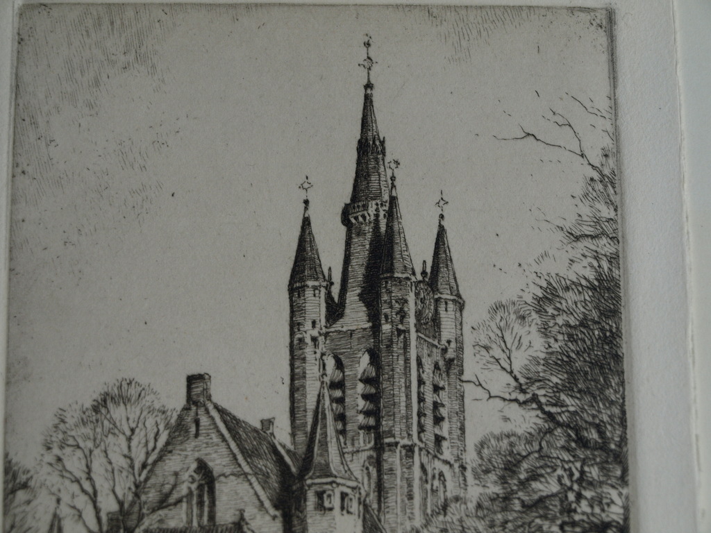 Hendrikus Elias Roodenburg : Ets – Prinsenhof Delft – gesigneerd – 1960 kopen? Bied vanaf 25!