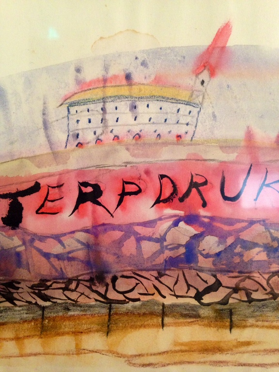 Sandra Derks: acquarel op papier, Terpdruk, gesigneerd 1984 kopen? Bied vanaf 650!