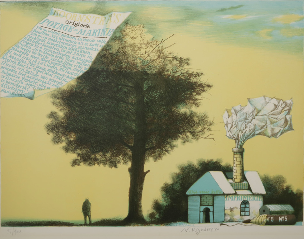 Nicolaas Wijnberg: Litho, Hommage aan Metten Koornstra verkocht voor € 55!