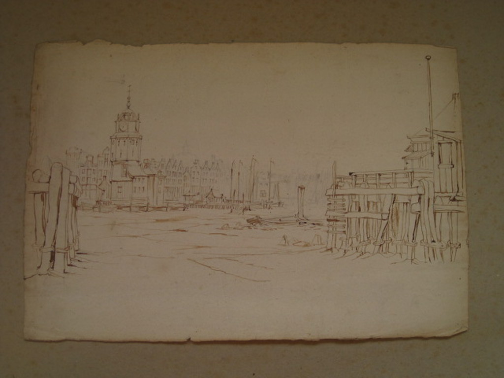 Antieke Potloodtekening G.L.Kiers (1838-1916) "Amsterdam Haringpakkerstoren "  kopen? Bied vanaf 1!