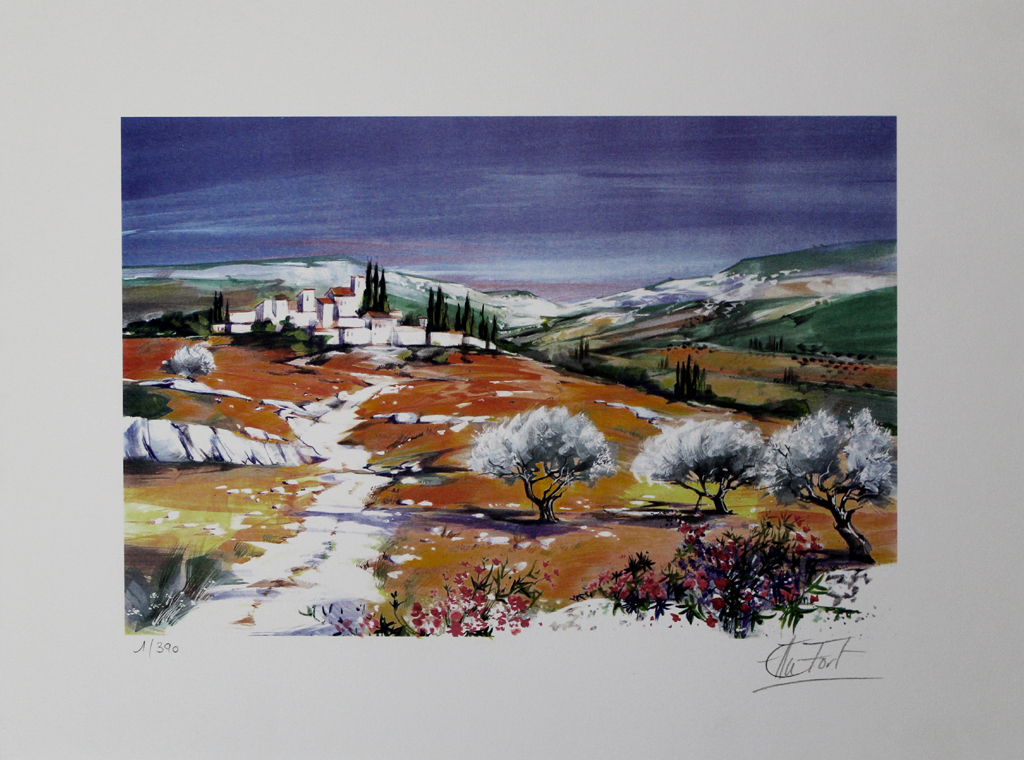 ELLA FORT - FLORAISON APRES HIVER, zomerse kleurenlitho, handgesigneerd kopen? Bied vanaf 1!