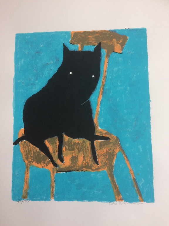 Peter Bastiaansen - Twee zwarte honden in gekleurd interieur kopen? Bied vanaf 30!