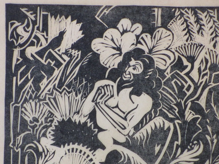 Henri van der Stok, Faun en Merel, Houtsnede kopen? Bied vanaf 35!