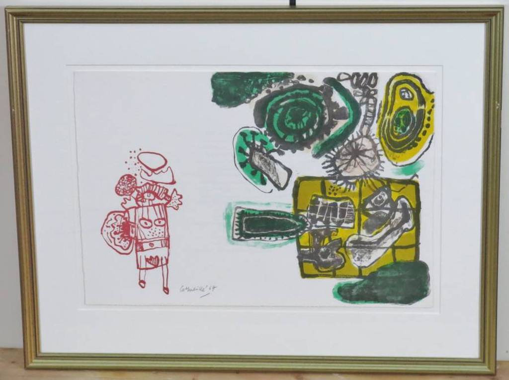 Corneille: Kleurenlitho, Femme de Nuit et d'Aube VII - Ingelijst verkocht voor € 250!