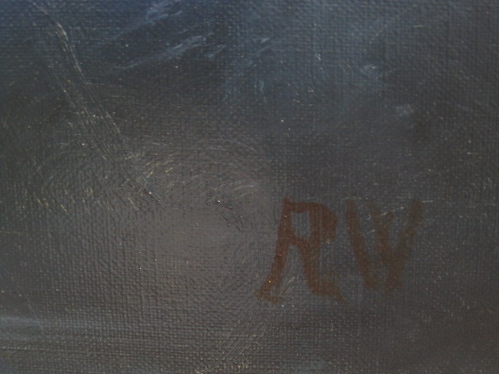 boeiend OUD surrealistisch olieverf "Moeder Aarde" monogram RW (Roelf Westra ?)  kopen? Bied vanaf 1!