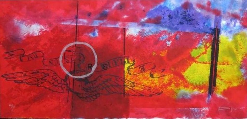 PIOTR KONKEL Zeefdruk op paneel EAGLE uit 2005 verkocht voor € 65!