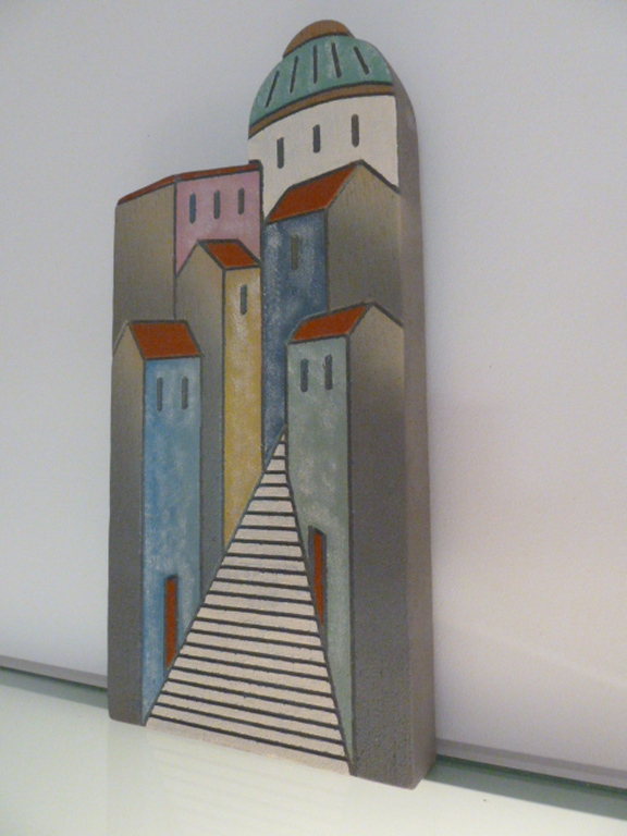 Stenen relief “Mediterraans dorpsaanzicht” kopen? Bied vanaf 1!