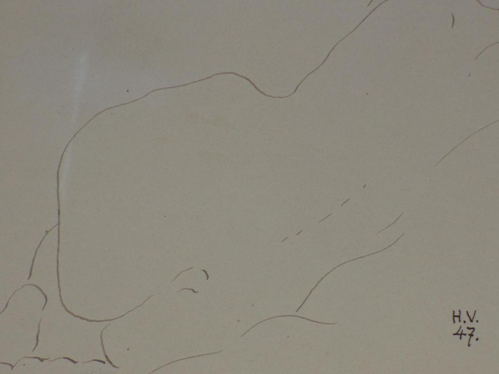 Hendrik Voskuijl, Liggend Naakt, Pentekening verkocht voor € 40!