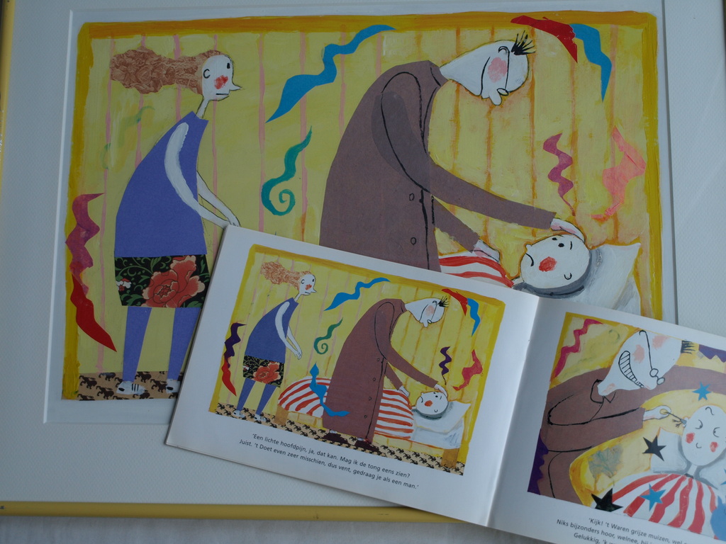 Daan Remmerts de Vries: Acryl en collage , Het leven is raar 11 –ingelijst -1997 kopen? Bied vanaf 75!