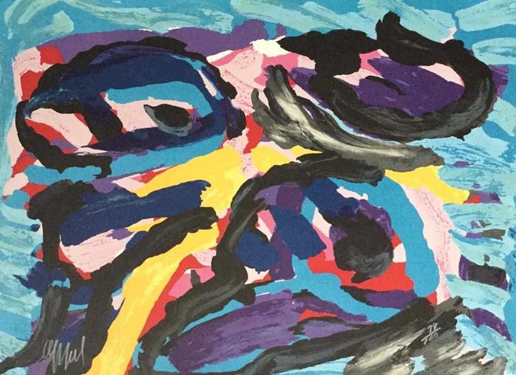 Karel Appel - Originele kleuren lithografie, Three Faces like Clouds  kopen? Bied vanaf 425!