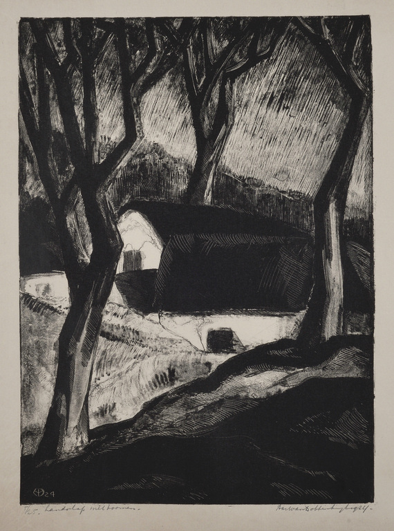 Aart van Dobbenburgh: Litho – Landschap met boomen - 1924 kopen? Bied vanaf 50!
