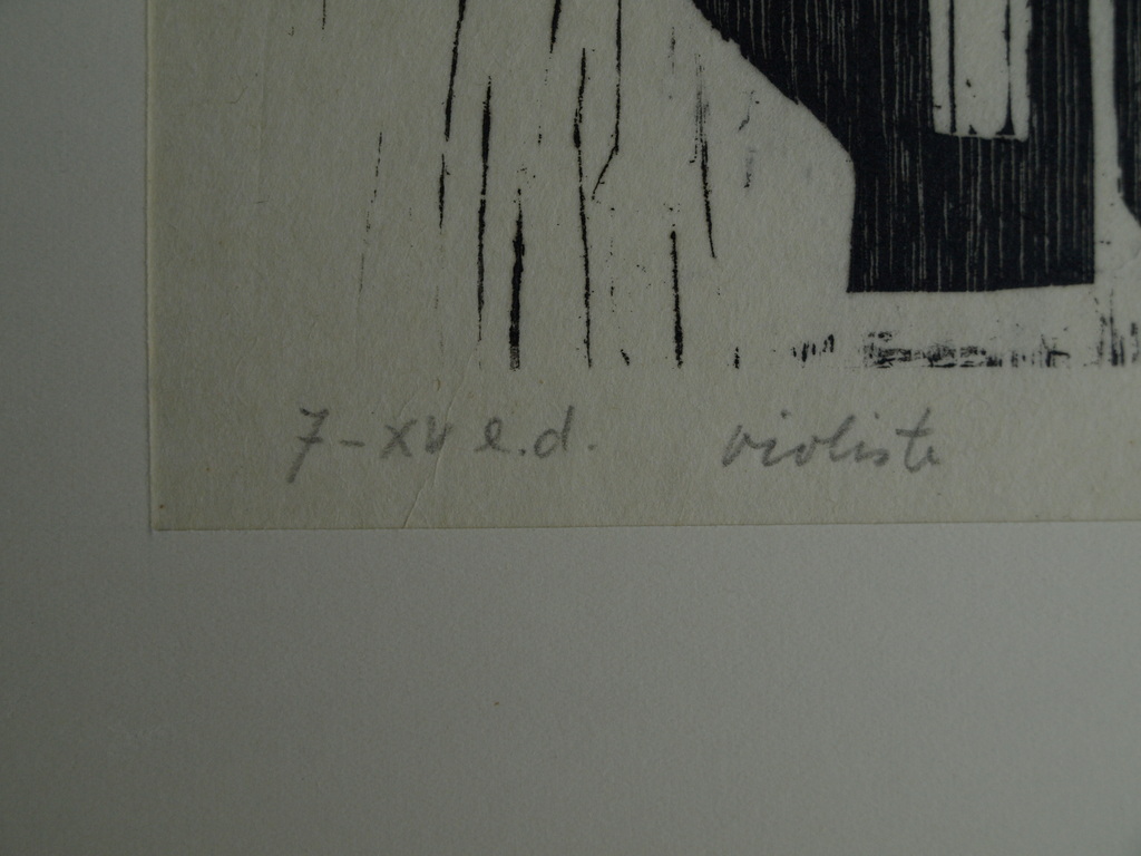 Frits Vanèn :  Houtsnede – Violiste – 1961 – oplage 15 ex. kopen? Bied vanaf 1!