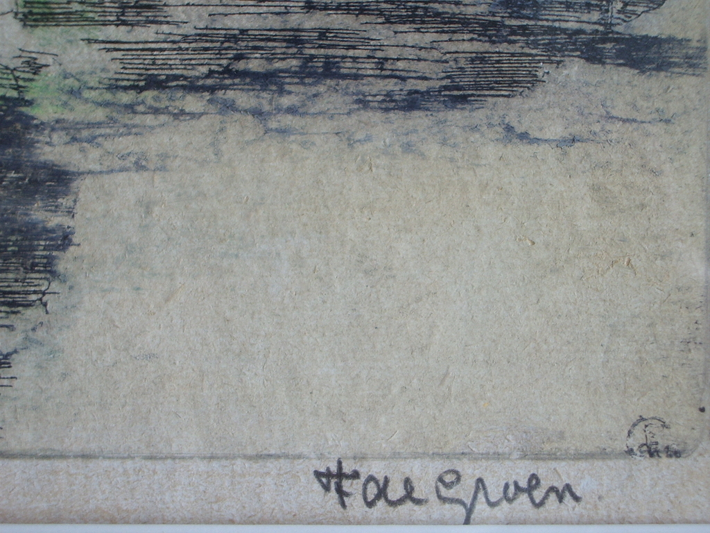 Frans de Groen, ingekleurde ets, historisch Delfshaven kopen? Bied vanaf 69!