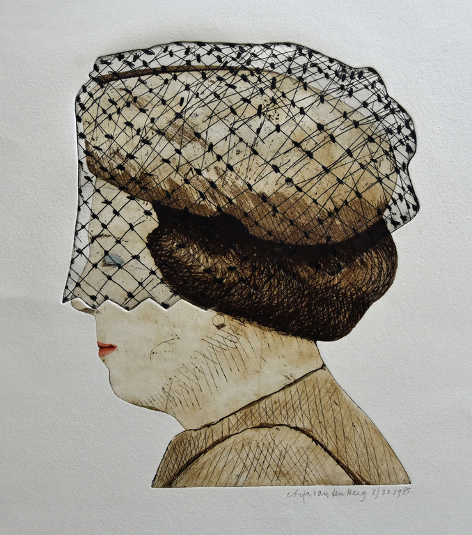 Arja van den Berg # KONINGIN BEATRIX # ets, hand ingekleurd/gesigneerd, 1981 verkocht voor € 65!