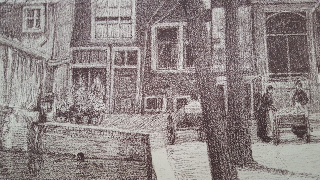 L.K.C. Prins (1887-1957) - litho, Grimburgwal Amsterdam 1907, gemonogrameerd kopen? Bied vanaf 1!