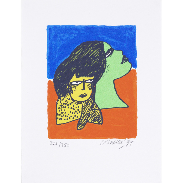 Corneille: Zeefdruk, Femme au chat jaune kopen? Bied vanaf 70!