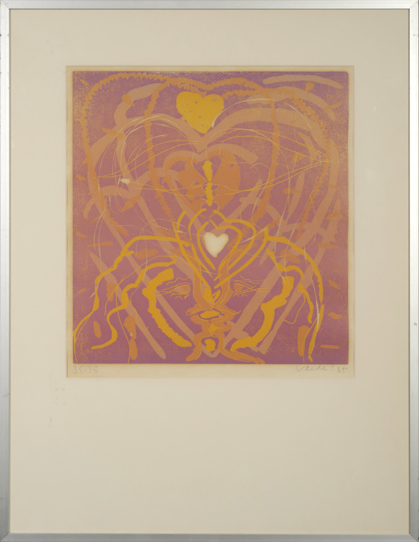 Anton Vrede: Zeefdruk, Zonder titel - Ingelijst verkocht voor € 35!