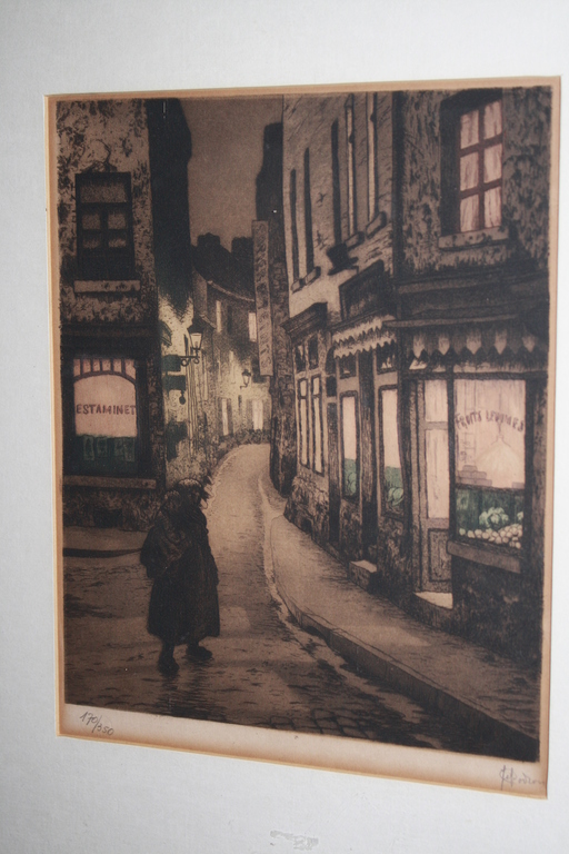 JEF CODRON  - PERSOON IN VERLICHT STRAATJE verkocht voor € 40!