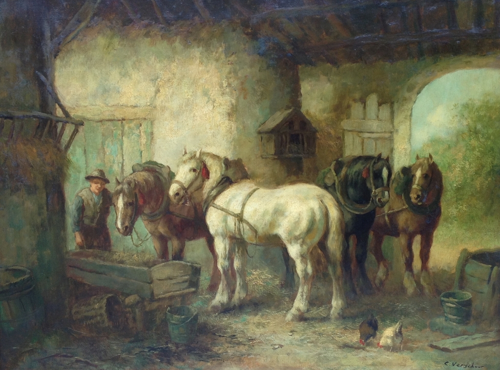 Cor Bouter, paarden in manege  verkocht voor € 800!