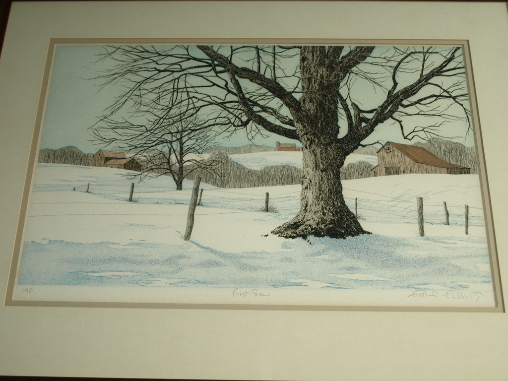 Carol Collette: Ingekleurde ets - First Snow – Gesigneerd & ingelijst – 1981 kopen? Bied vanaf 1!
