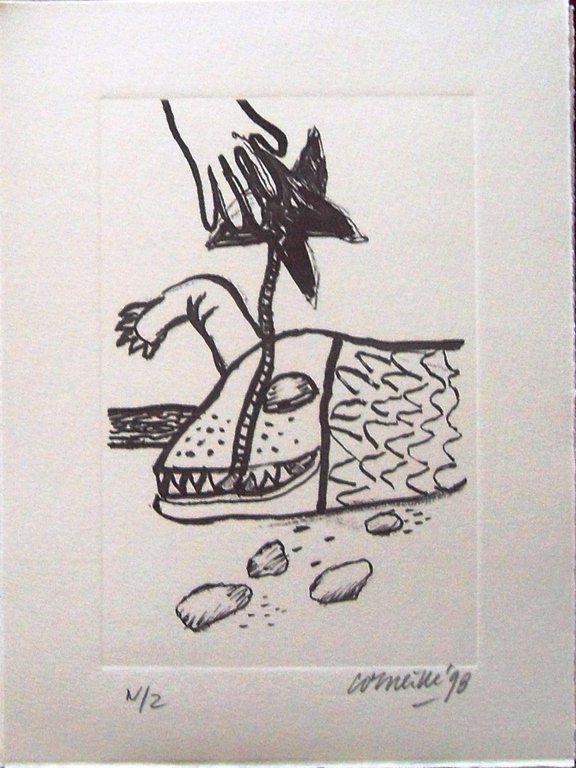 Corneille: strand, zee en dier (mooie ets) verkocht voor € 55!