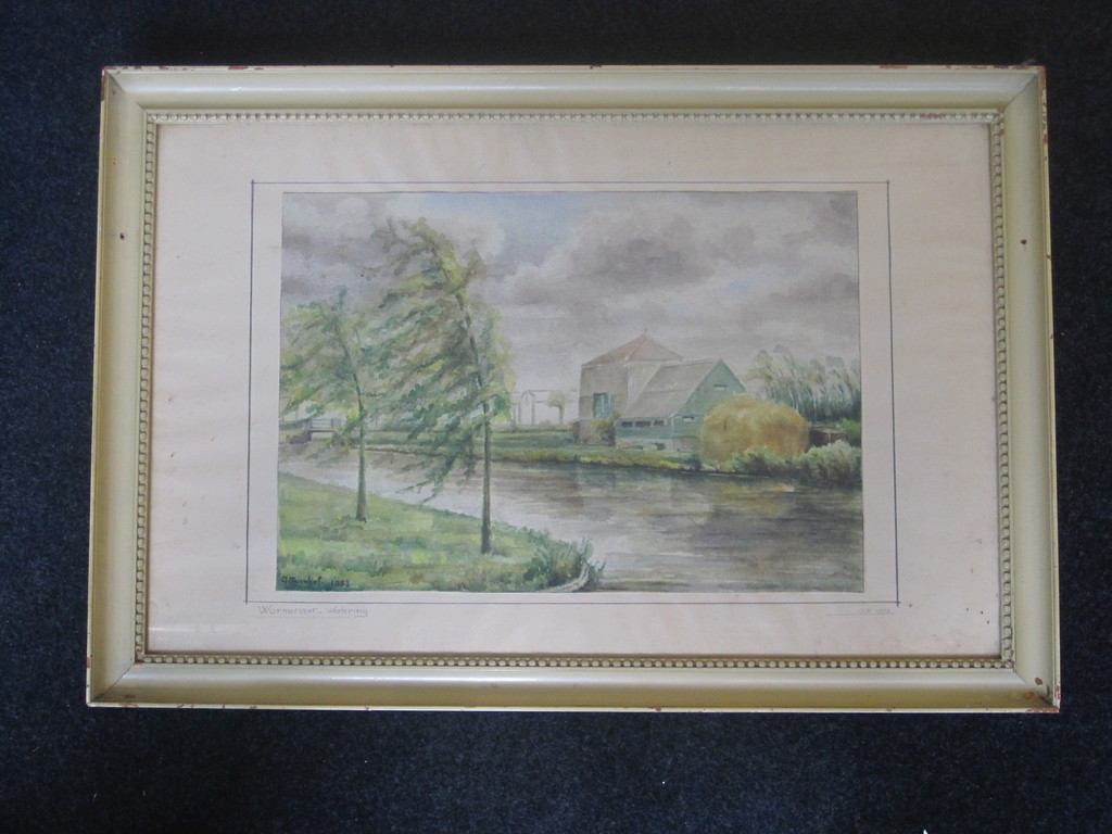 J.Tuinhof 1962 Aquarel "Wormerveer watering" gesigneerd kopen? Bied vanaf 1!