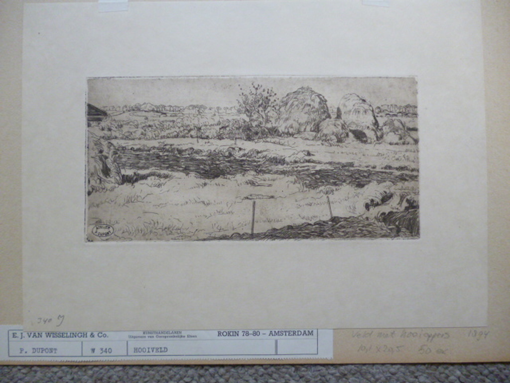 Pieter Dupont - ets - Veld met hooioppers kopen? Bied vanaf 65!