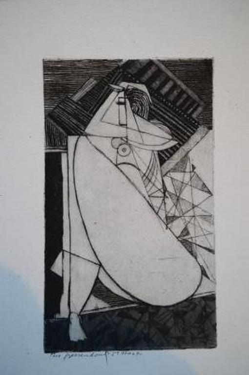 Theo Beerendonk ets 9.5 x 15.8 'Haar dijen'  5e staat ca. 1970  kopen? Bied vanaf 30!