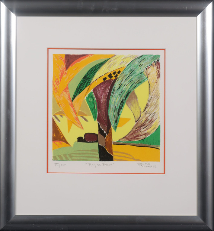 Ronald Boonacker: Zeefdruk, Royal Palm - Ingelijst verkocht voor € 35!