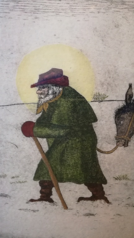 Onbekend kunstenaar, Ingekleurde Ets, Oud Kersttafereel kopen? Bied vanaf 1!